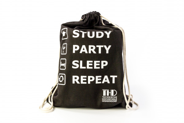 Beutel "Study, Party, Sleep, Repeat"