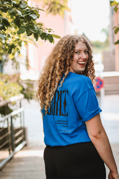 Oversize Shirt "THDDIT" in Blau, UNISEX