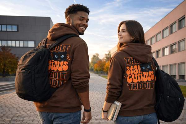 Hoodie "STAY CURIOUS" THD | DIT Brown, Unisex
