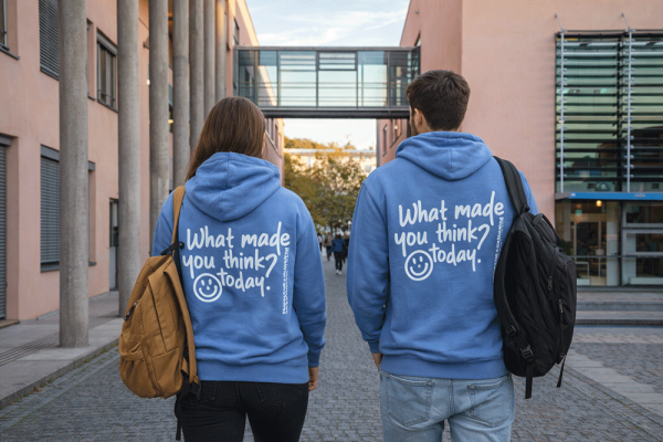 Hoodie "What made you think today?" THD | DIT, in Azur, Unisex